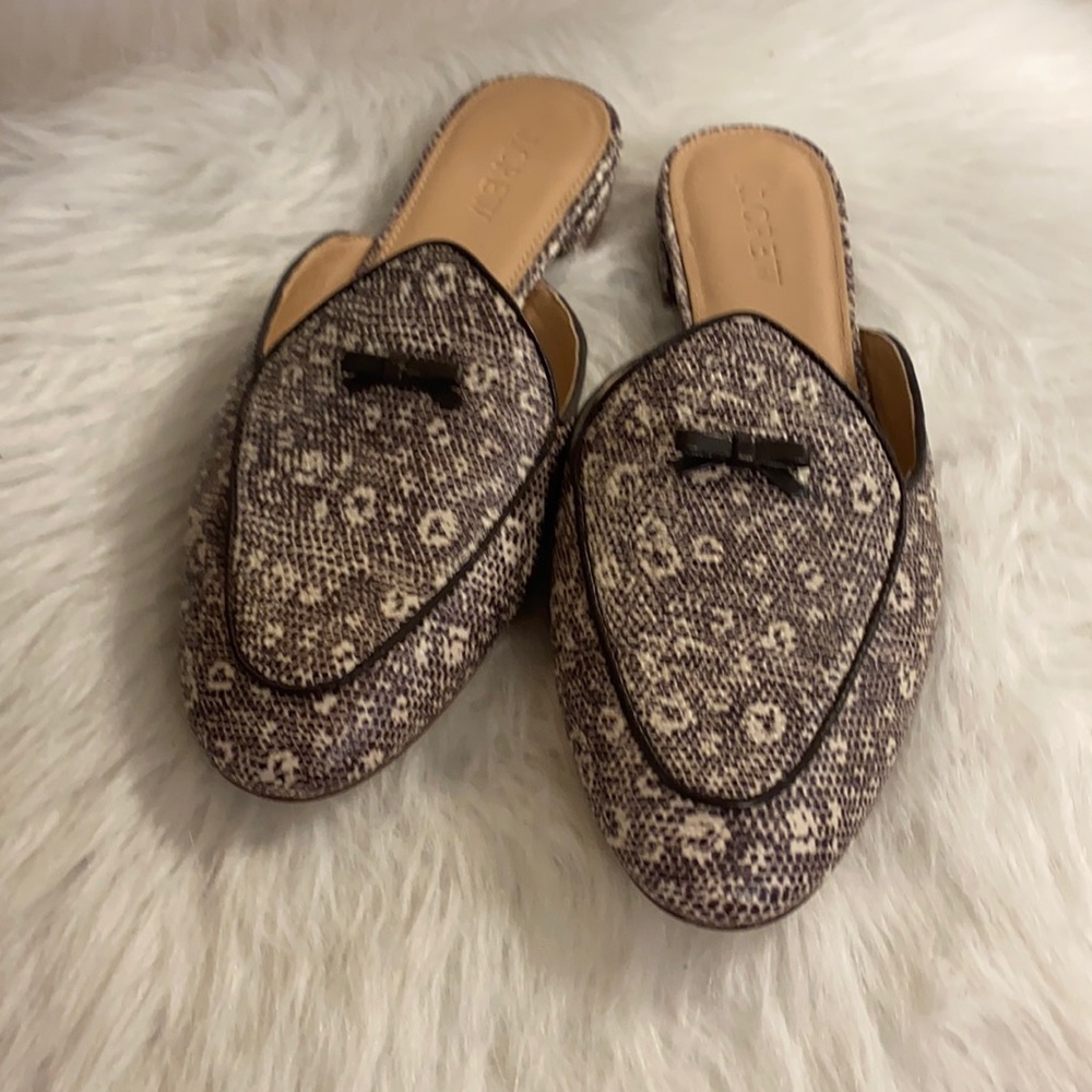 J. Crew brown floral mule with bow